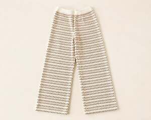 Vanilia Textured Zigzag Knit Wide Leg Pants Beige Cream Size 36 Boho